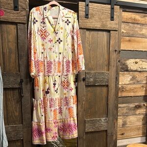 Sunday Vibrant Patterned Long Sleeve Dress